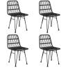 5 Piece Garden Dining Set - Black Poly Rattan | HipoMarket