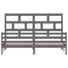 Grey Solid Wood Pine Bed Frame 200x200 cm - Modern Design