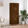 Highboard Brown Oak 69.5x34x180 cm Engineered Wood Colour brown oak Quantity in Package 1 Model 2 wood doors 