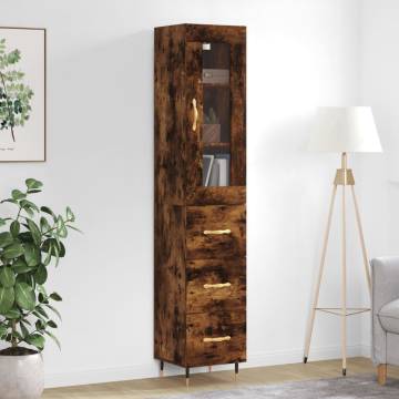 Stylish Highboard in Smoked Oak - 34.5x34x180 cm