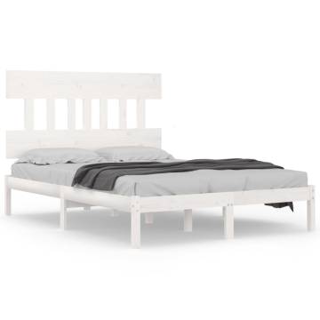 White Solid Wood Bed Frame 150x200 cm King Size - HipoMarket