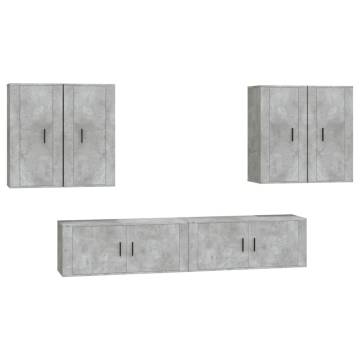 6 Piece TV Cabinet Set in Concrete Grey - Stylish & Practical