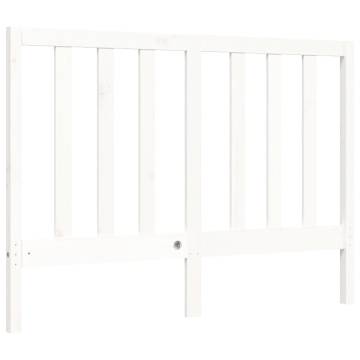 White Double Bed Frame with Headboard - Solid Wood