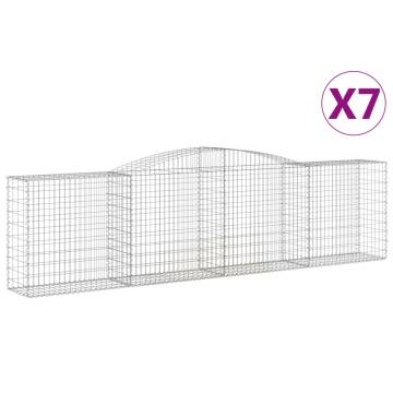 Arched Gabion Baskets - 7 pcs Galvanised Iron | HipoMarket