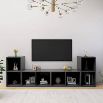 Stylish Grey TV Cabinets - 4 pcs Engineered Wood