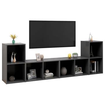 Stylish Grey TV Cabinets - 4 pcs Engineered Wood