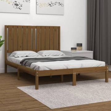 Honey Brown Solid Wood Bed Frame 120x190 cm - HipoMarket