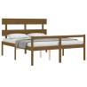 Honey Brown King Size Bed Frame with Headboard - Solid Wood