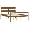 Honey Brown King Size Bed Frame with Headboard - Solid Wood