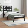 Bed Frame Black Solid Wood Pine 100x200 cm Colour black Size 100 x 200 cm 