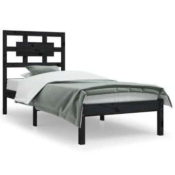 Black Solid Wood Pine Bed Frame 100x200 cm - Hipomarket