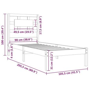 Black Solid Wood Pine Bed Frame 100x200 cm - Hipomarket