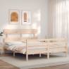 King Size Solid Wood Bed Frame with Headboard | Hipomarket