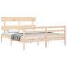 King Size Solid Wood Bed Frame with Headboard | Hipomarket