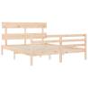 King Size Solid Wood Bed Frame with Headboard | Hipomarket