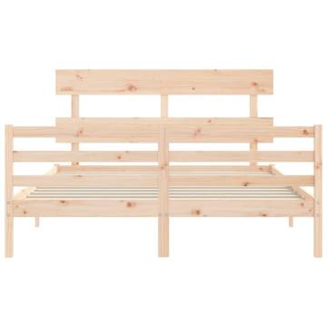 King Size Solid Wood Bed Frame with Headboard | Hipomarket