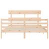 King Size Solid Wood Bed Frame with Headboard | Hipomarket