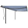 Manual Retractable Awning with Posts 4x3.5 m Blue and White Colour blue and white Size 4 x 3.5 m Quantity in Package 1 