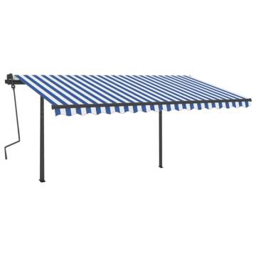 Manual Retractable Awning 4x3.5m - Blue & White | Hipo Market