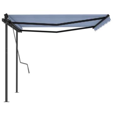 Manual Retractable Awning 4x3.5m - Blue & White | Hipo Market