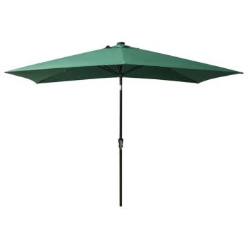 Green LED Parasol with Steel Pole - 2x3 m | Hipo Market