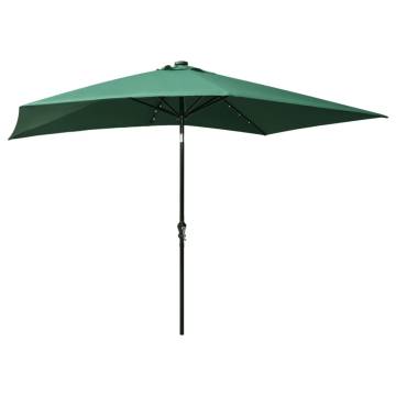 Green LED Parasol with Steel Pole - 2x3 m | Hipo Market