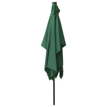 Green LED Parasol with Steel Pole - 2x3 m | Hipo Market