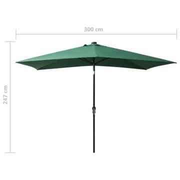 Green LED Parasol with Steel Pole - 2x3 m | Hipo Market