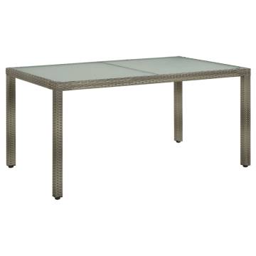 Stylish Grey Garden Table with Tempered Glass - 150x90x75 cm