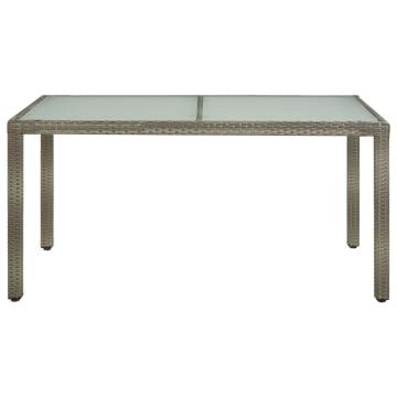 Stylish Grey Garden Table with Tempered Glass - 150x90x75 cm