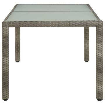 Stylish Grey Garden Table with Tempered Glass - 150x90x75 cm