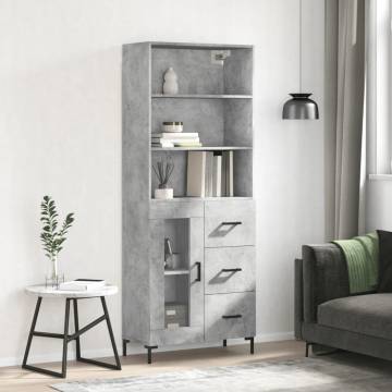 Highboard Concrete Grey - Stylish Engineered Wood Storage