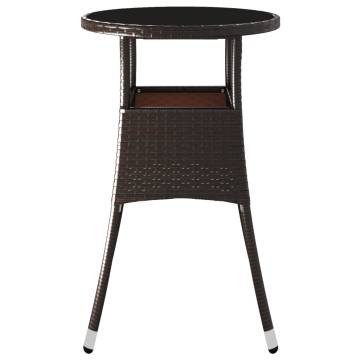 Stylish Brown Garden Table Ø60x75 cm - Poly Rattan & Glass