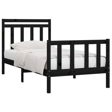 Black Solid Wood Pine Bed Frame 100x200 cm | HipoMarket