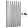 Roof Panels 36 pcs Powder-coated Steel Silver - 60x36 cm