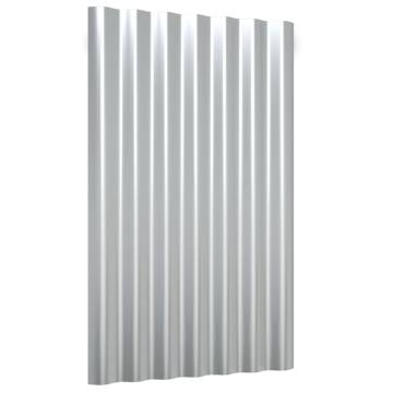 Roof Panels 36 pcs Powder-coated Steel Silver - 60x36 cm