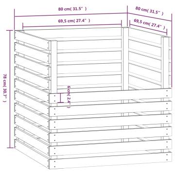 Honey Brown Composter | Solid Pine Wood 80x80x78 cm