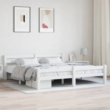 White Solid Pinewood Bed Frame 180x200 cm Super King