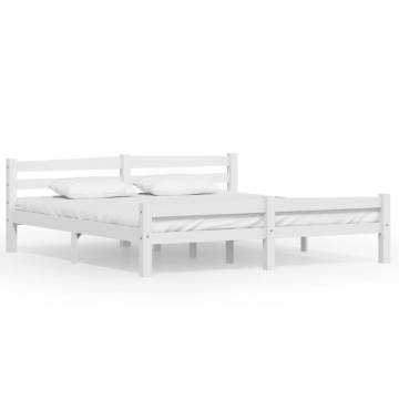 White Solid Pinewood Bed Frame 180x200 cm Super King