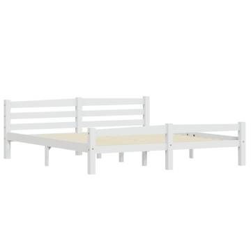 White Solid Pinewood Bed Frame 180x200 cm Super King