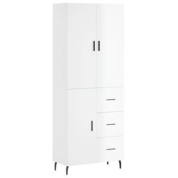 Stylish Highboard High Gloss White - 69.5x34x180 cm