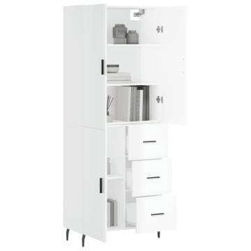 Stylish Highboard High Gloss White - 69.5x34x180 cm