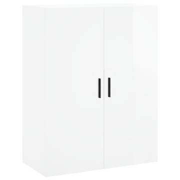 Stylish Highboard High Gloss White - 69.5x34x180 cm