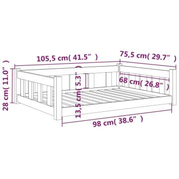 Dog Bed White - Solid Wood Pine 105.5x75.5x28 cm | HipoMarket