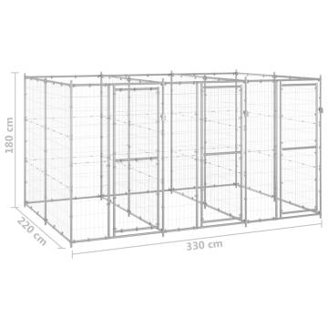 Durable Outdoor Dog Kennel - Galvanised Steel 7.26 m²