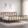 Bed Frame with Headboard Honey Brown 200x200 cm Solid Wood Colour honey brown Size 200 x 200 cm 