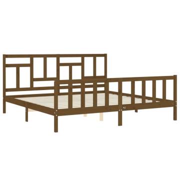 Stylish Honey Brown Bed Frame with Headboard - 200x200 cm