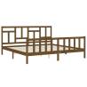 Stylish Honey Brown Bed Frame with Headboard - 200x200 cm