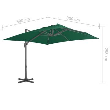 Cantilever Umbrella with Aluminium Pole - Green 300x300 cm