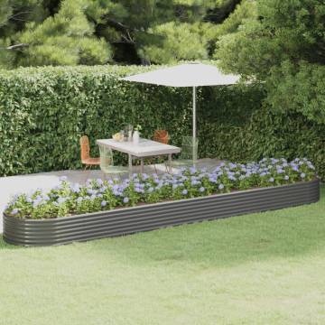 Garden Raised Bed - Powder-coated Steel 507x100x36 cm Grey